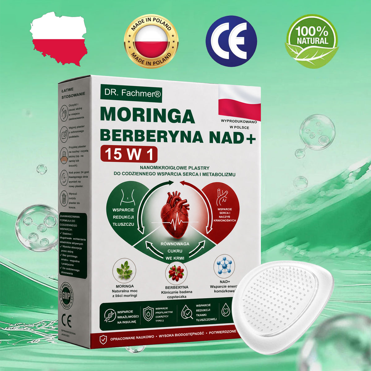 💛DR.Fachmer® Moringa, Berberyna i NAD+ – nanoplastrowy plaster mikroigłowy 15 w 1 | Nowa generacja pielęgnacji ciała z zaawansowaną nanoformułą 💛