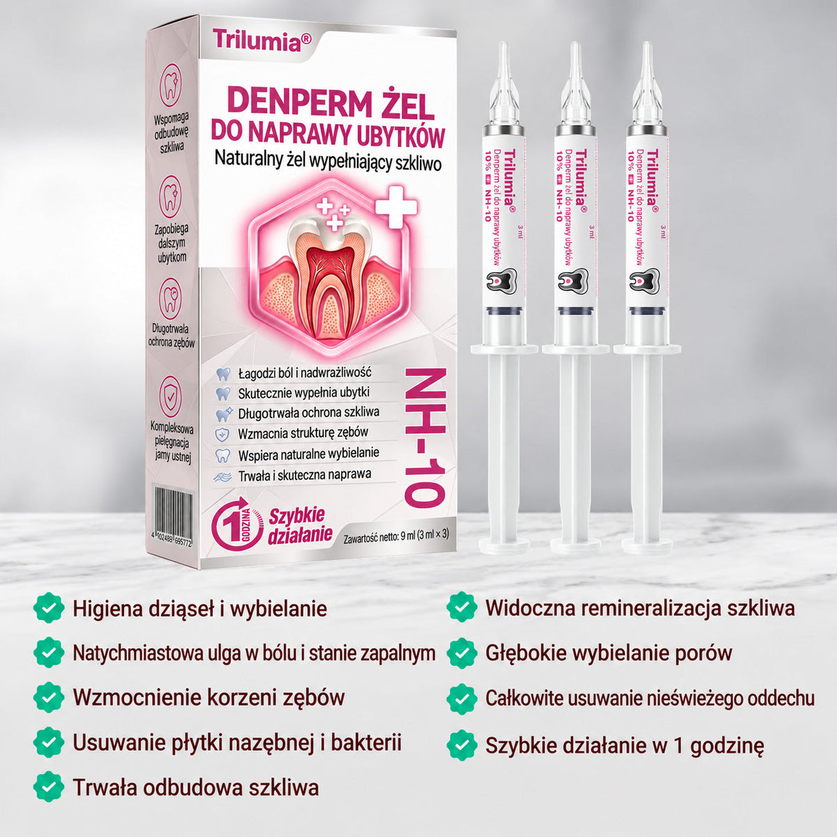 🧑‍⚕️Trilumia® 🦷 DenPerm – Naturalny żel do odbudowy szkliwa i wypełniania ubytków próchnicowych 🧊