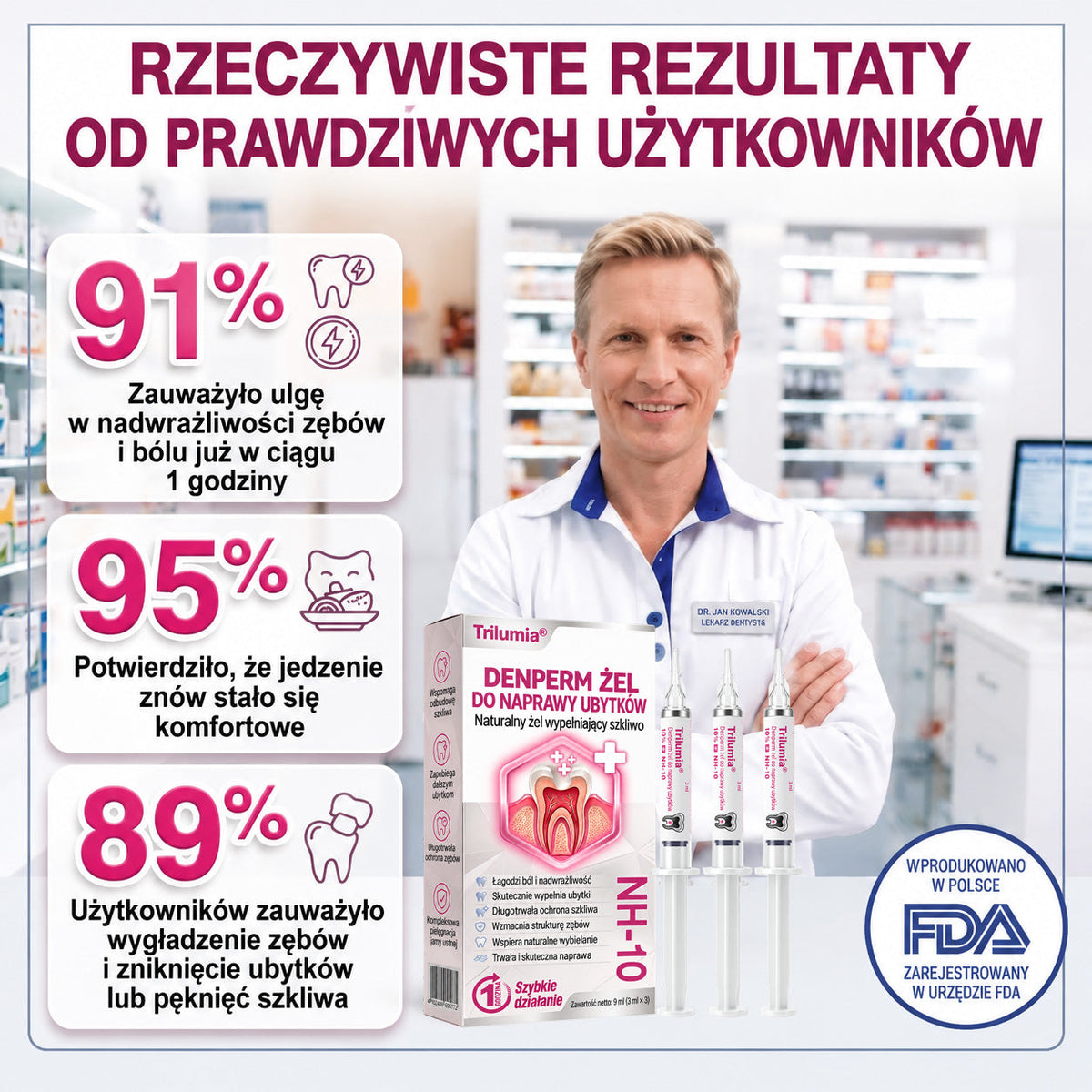 🧑‍⚕️Trilumia® 🦷 DenPerm – Naturalny żel do odbudowy szkliwa i wypełniania ubytków próchnicowych 🧊