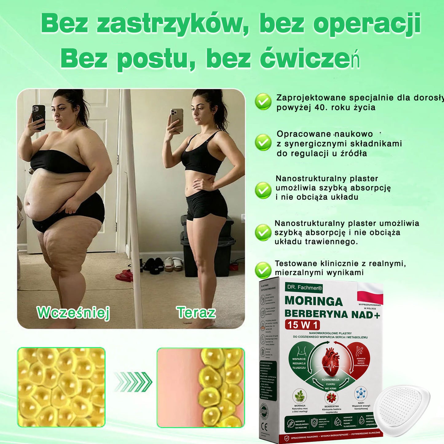 🍀DR.Fachmer® Moringa, Berberyna i NAD+ – nanoplastrowy plaster mikroigłowy 15 w 1 | Nowa generacja pielęgnacji ciała z zaawansowaną nanoformułą 🌿