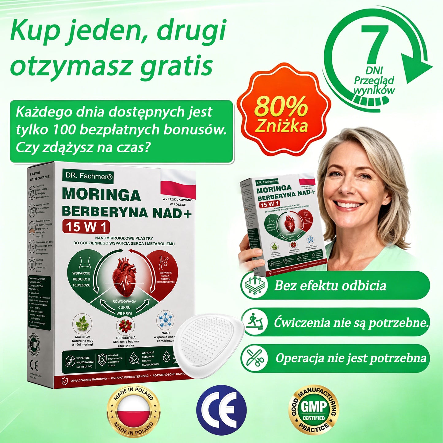 🍀DR.Fachmer® Moringa, Berberyna i NAD+ – nanoplastrowy plaster mikroigłowy 15 w 1 | Nowa generacja pielęgnacji ciała z zaawansowaną nanoformułą 🌿
