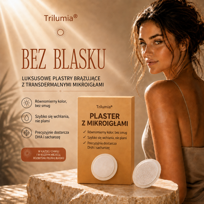 🔥🔥 Do 70% ZNIŻKI na Plastry Brązujące SunFree od Trilumia® 🤎 Złocista opalenizna bez promieni UV 🌟 Naturalny blask nawet przez 14 dni