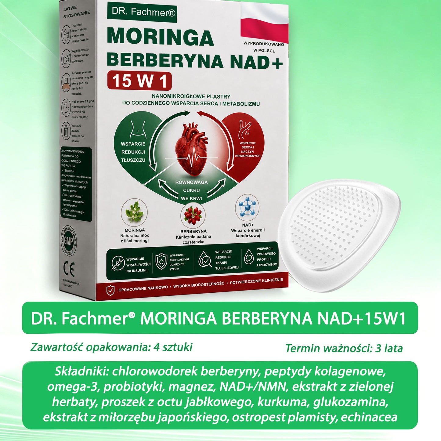🍀DR.Fachmer® Moringa, Berberyna i NAD+ – nanoplastrowy plaster mikroigłowy 15 w 1 | Nowa generacja pielęgnacji ciała z zaawansowaną nanoformułą 🌿