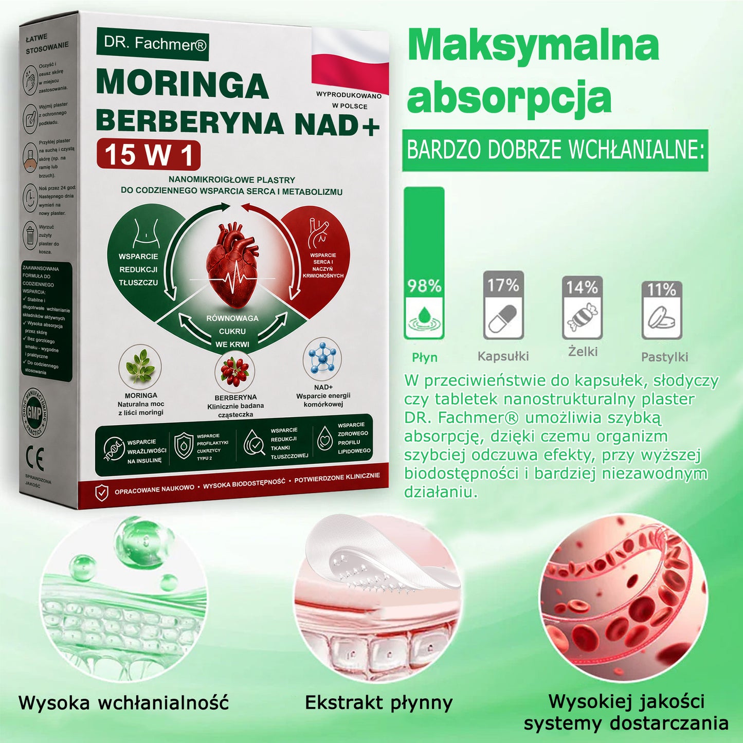 🍀DR.Fachmer® Moringa, Berberyna i NAD+ – nanoplastrowy plaster mikroigłowy 15 w 1 | Nowa generacja pielęgnacji ciała z zaawansowaną nanoformułą 🌿