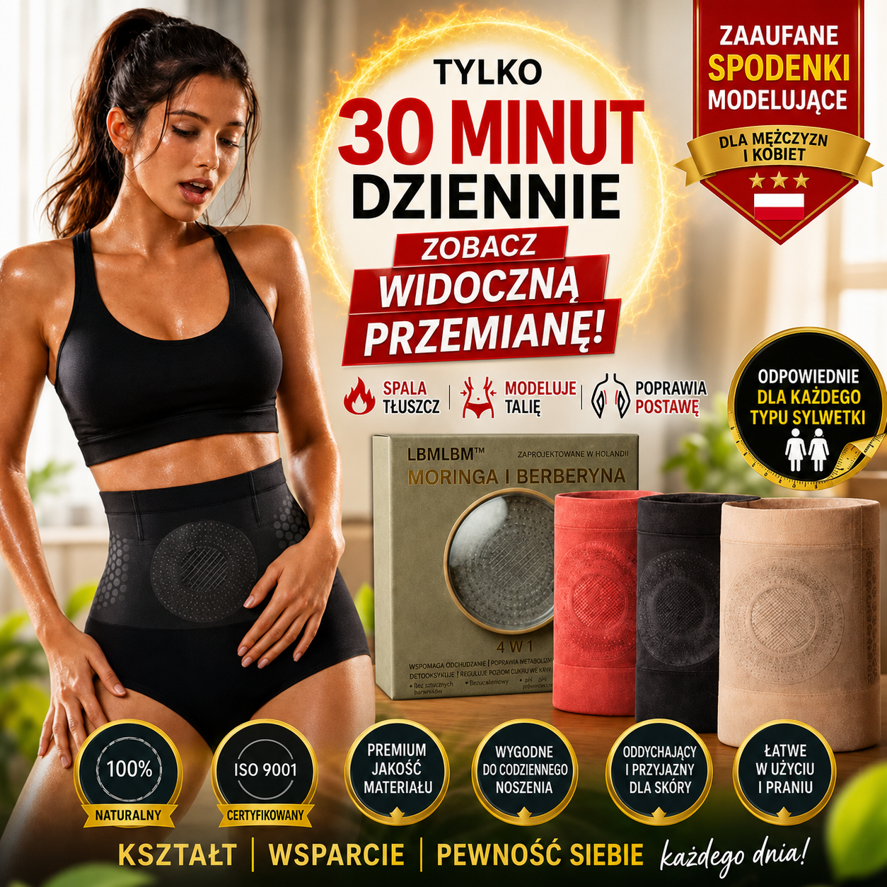 🎊🪩 GFOUK® 2026 Ulepszona Wersja Plus | 🚚 Spodenki spalające tłuszcz 4 w 1 z moringą, berberyną i modelującymi mikrocząsteczkami