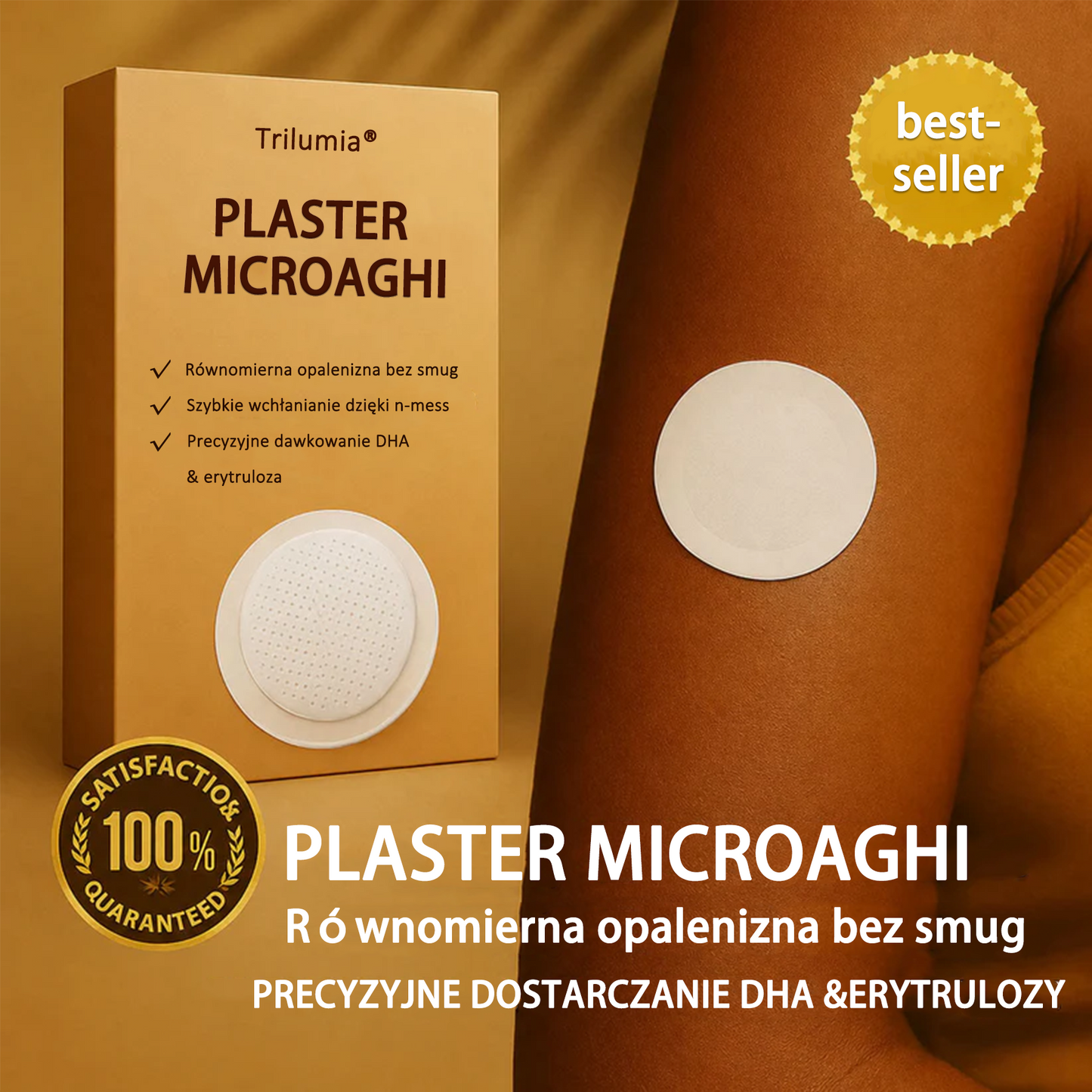 🔥🔥 Do 70% ZNIŻKI na Plastry Brązujące SunFree od Trilumia® 🤎 Złocista opalenizna bez promieni UV 🌟 Naturalny blask nawet przez 14 dni