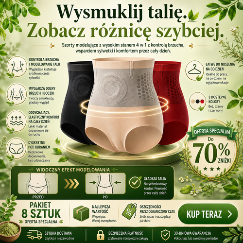 💦💦 GFOUK® 2026 Ulepszona Wersja Plus | ⚡ Spodenki spalające tłuszcz 4 w 1 z moringą, berberyną i modelującymi mikrocząsteczkami