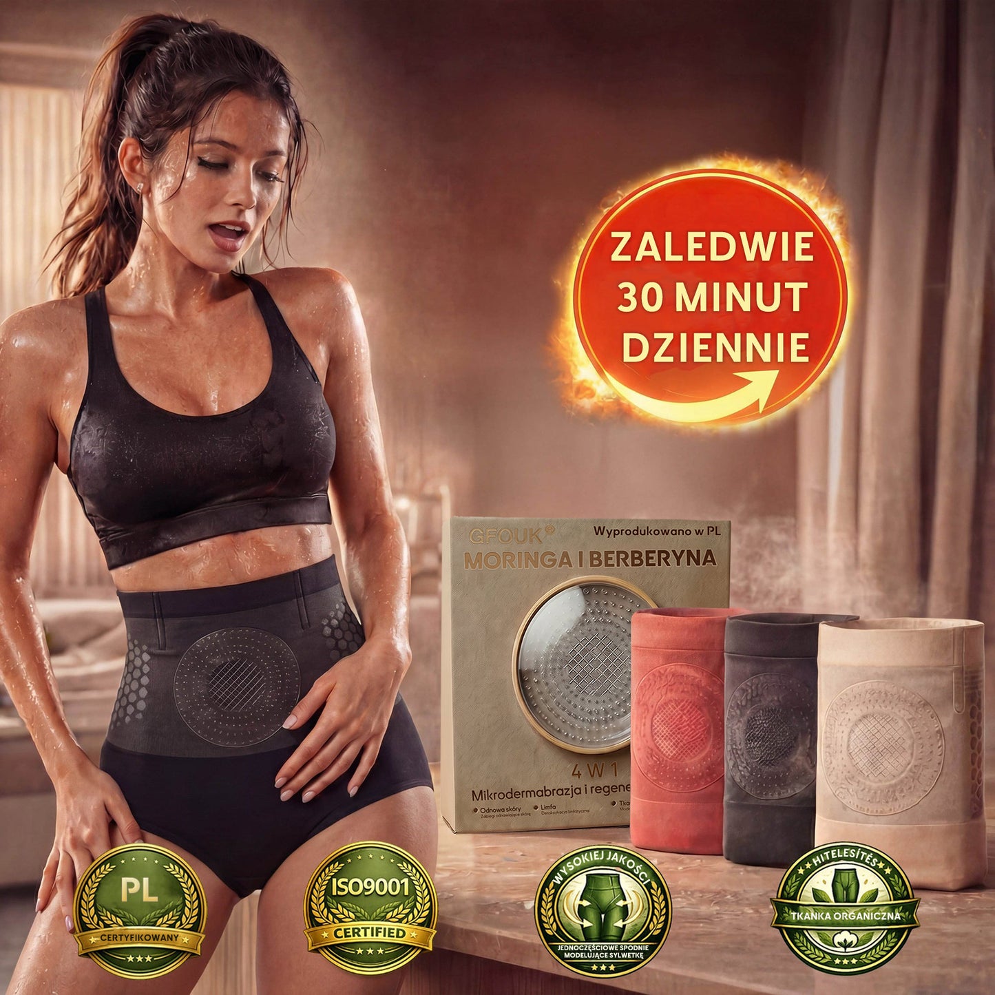 🍇Oficjalny sklep marki |🎉GFOUK® 2026 MORINGA I BERBERYNA 4 W 1 MIKROCZĄSTECZKOWE MODELOWANIE SYLWETKI I SPODENKI SPALAJĄCE TŁUSZCZ