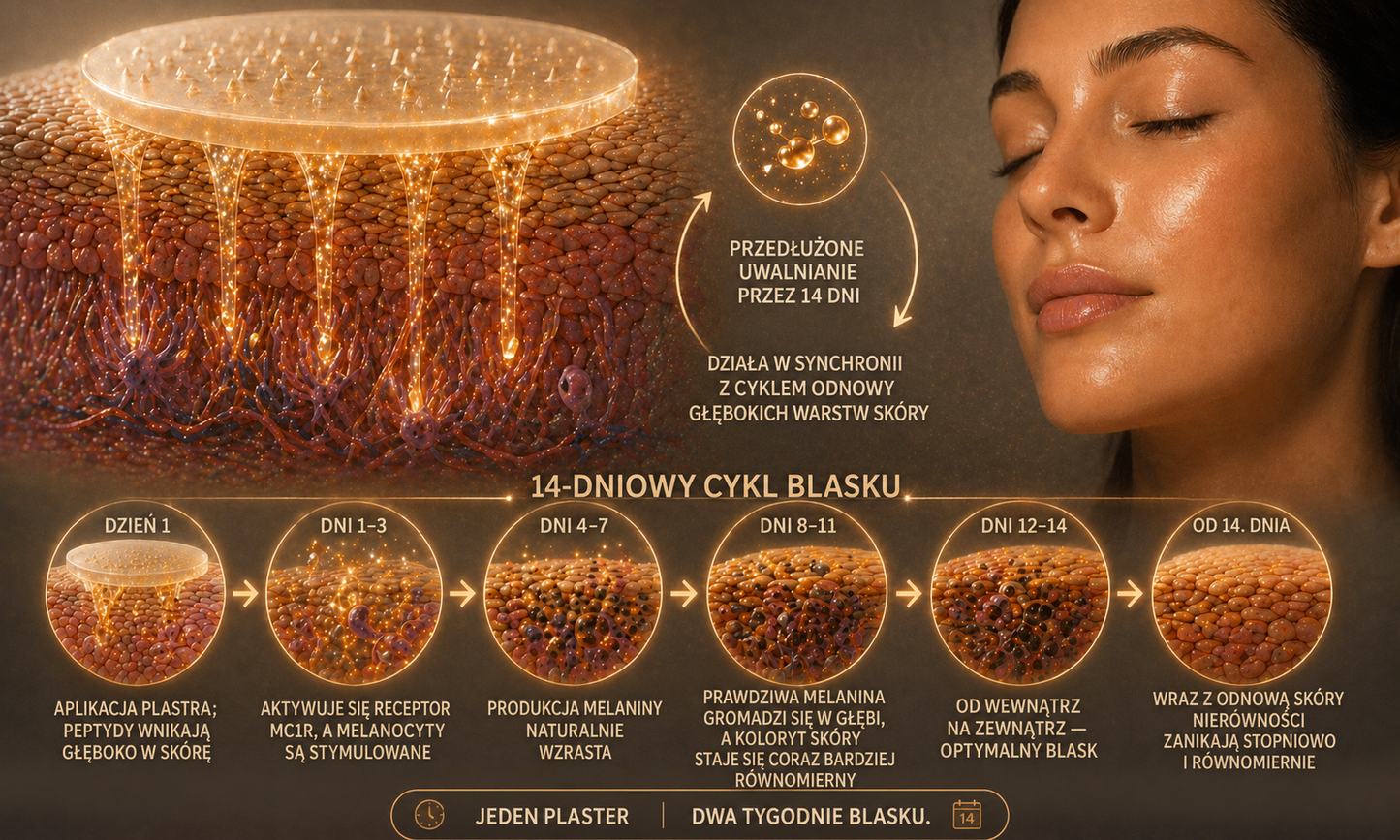 🔥🔥 Do 70% ZNIŻKI na Plastry Brązujące SunFree od Trilumia® 🤎 Złocista opalenizna bez promieni UV 🌟 Naturalny blask nawet przez 14 dni