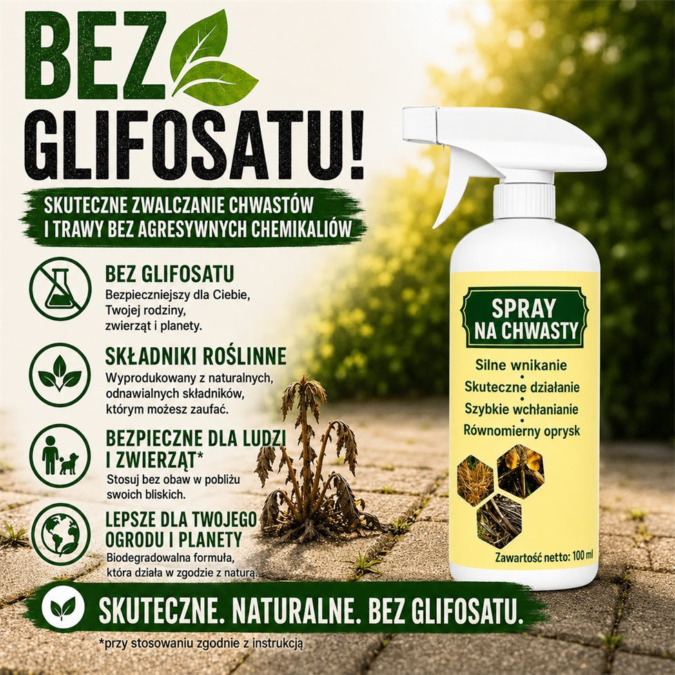 Hitrodelujoči naravni sprej proti plevelu in travi