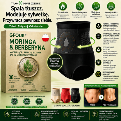 🎊🪩 GFOUK® 2026 Ulepszona Wersja Plus | 🚚 Spodenki spalające tłuszcz 4 w 1 z moringą, berberyną i modelującymi mikrocząsteczkami