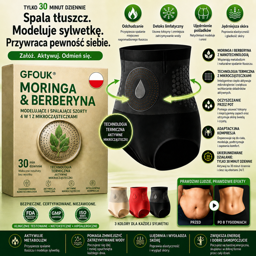 🎊🪩 GFOUK® 2026 Ulepszona Wersja Plus | 🚚 Spodenki spalające tłuszcz 4 w 1 z moringą, berberyną i modelującymi mikrocząsteczkami